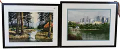Forest Landscape with Stream Cityscape by the Water "Fort Beach, Rockport, Massachusetts" Each by Edward Martin, watercolor on paper Each, offered Jul 2025