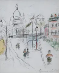 Montmartre by Maurice Utrillo, pencil, crayon on paper Marked lower right Maurice Utrillo, offered Jul 2025