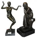 Demetre H. Chiparus, Art Deco Seated Flapper Girl Patinated