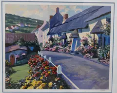 Howard Behrens, Large Framed Piece "Devonshire" Embellished, serigraph, artist proof 52/75