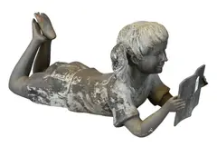 Untitled by Cast, bronze reclining girl reading a book, offered Jun 2025