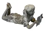 Cast, Untitled, bronze reclining girl reading a book