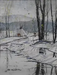 Fresh Water after a Hard Winter by Thomas DeDecker, watercolor, gouache on paper, offered Jun 2025