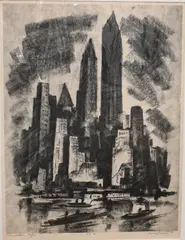 Mark Freeman, Manhattan Cliffs, 1947, Lithograph