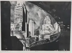 Mark Freeman, Second Avenue 'El', 1934, Lithograph