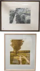 Oliviero Masi, Field and Trees with Brook, edition 66/99 "Summer Honest" edition 7/125 Birch trees and distant house, edition 23/25, Aquatint etchings Each