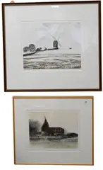 Paul Bisson, Oast House Farm, Aquatint etching, A.P