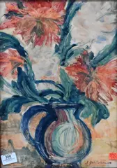 Natalia Goncharova, Still life of flowers in a vase, Watercolor