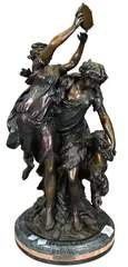 Michel Claude Clodion, Bacchanal, bronze on marble base