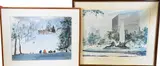 Howard N. Watson, Winter Sledding Scene, Watercolor on paper
