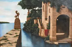 Lionel Kalish, A Villa on the Sea, c.1980, Oil on canvas