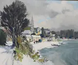 Georges Charles Robin, Hiver a Pont-Croix, Oil on canvas
