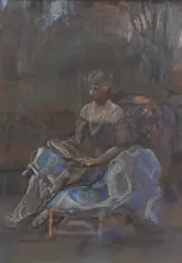Edith Emerson, Violet Oakley on the Terrace, Pastel on paper