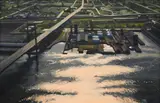 Niles Lewandowski, Walt Whitman Bridge Early Evening, Oil on canvas