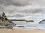 Rocky Shore by Hannah Ferenbach, 1981, Watercolor on paper, offered Feb 2025