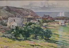 Mary Roberts Ebert, Village, Monhegan, Maine, Watercolor on paper