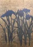Kazutoshi Sugiura, Early Iris, 1978, Screenprint on gold leaf