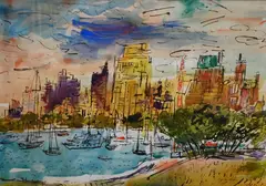 Francis Chapin, Lake Front, Chicago, Watercolor on paper