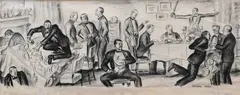The Gentleman's Dinner at the Country CLub by Reginald Marsh, Lithograph, pencil, offered Feb 2025