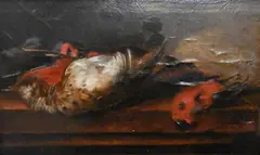 Jan Vonck, Still Life of Dead Song Birds, Oil on wood panel