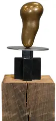 Ronald Jones, Core of the Human Retrovirus, 1989, Bronze, stainless steel, and black granite on wood pedestal base, from the Face