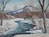 Roger Wilson Dennis, First Snow, Rosenville, Vermont, 1961, Oil on board