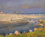 Robert Charles Gruppe, Good Harbor Beach in Gloucester, Massachusetts with Salt Island in the background, Oil on canvas
