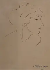 Robert, Henri (American 1865-1929) Portrait of a Woman, Pen and ink on paper