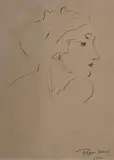 Robert, Henri (American 1865-1929) Portrait of a Woman, Pen and ink on paper