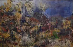 Autumn Forest Landscape by Robert Noel Blair, Watercolor on paper, offered Feb 2025