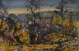 Robert Noel Blair, Autumn Forest Landscape in the Mountains, circa 1972, Watercolor