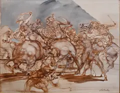 Claude Weisbuch, Scene de Bataille, Oil on canvas