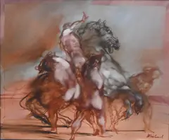 Claude Weisbuch, Le Cavalier a Cheval, Oil on canvas