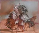 Claude Weisbuch, Le Cavalier a Cheval, Oil on canvas