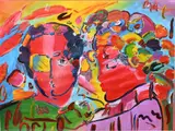 Peter Max, Zero in Love, Mixed media on paper