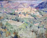 Dines Carlsen, Mexican Village, Oil on masonite
