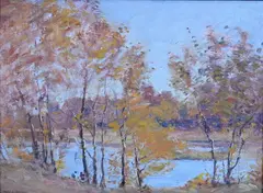 Frank A. Bicknell, October on the Lieutenant River, Oil on wood panel