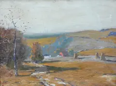 Autumn Golden Hill Landscape by Bruce Crane, Oil on canvas, offered Jan 2025
