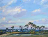 Florida Landscape with Palm Trees by Emile Albert Gruppe, Oil on board, offered Jan 2025