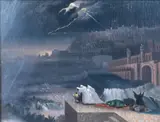 John Martin, English School (19th Century) "The Repentance of Nineveh", Oil on board