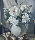 William Lester Stevens, Still Life of White Peonies (Flowers in a Vase)