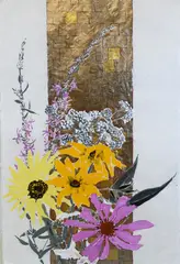 Robert Ellis Kushner, Summer Bouquet IX, 1998, Mixed media acrylic, gouache, gold leaf on laid paper