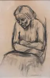 Käthe Kollwitz, Sitzende Frau, Charcoal on laid paper