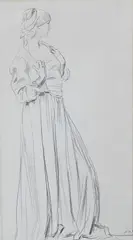 Augustus John, A Woman in a Long Dress, Graphite on paper