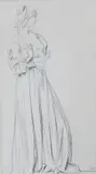 Augustus John, A Woman in a Long Dress, Graphite on paper