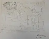 Pablo Picasso, Famille de Saltimbanques, Etching on laid Montval paper, with Vollard watermark Pencil