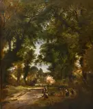 George Augustus Williams, Road Through the Woods, Oil on canvas