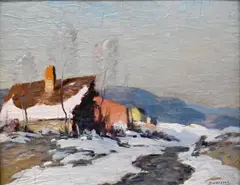 George M. Bruestle, Autumn Morning, Oil on wood panel