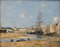 Eugène Louis Boudin, Port de Trouville, circa 1880, Oil on panel