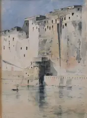 Childe Hassam, Old Fortress Naples, Watercolor on paper, laid on board Monogrammed lower left F.C.H